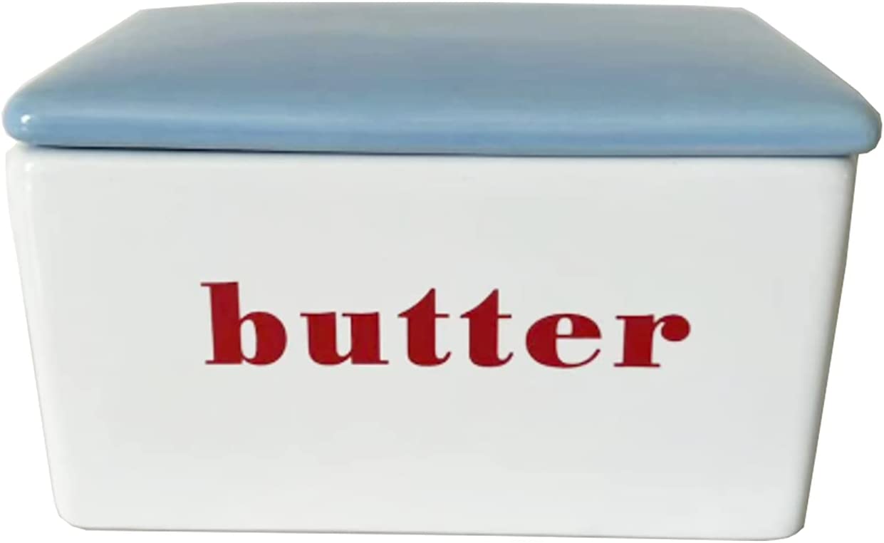 First of a Kind Ceramic Butter Box, Red, White & Blue