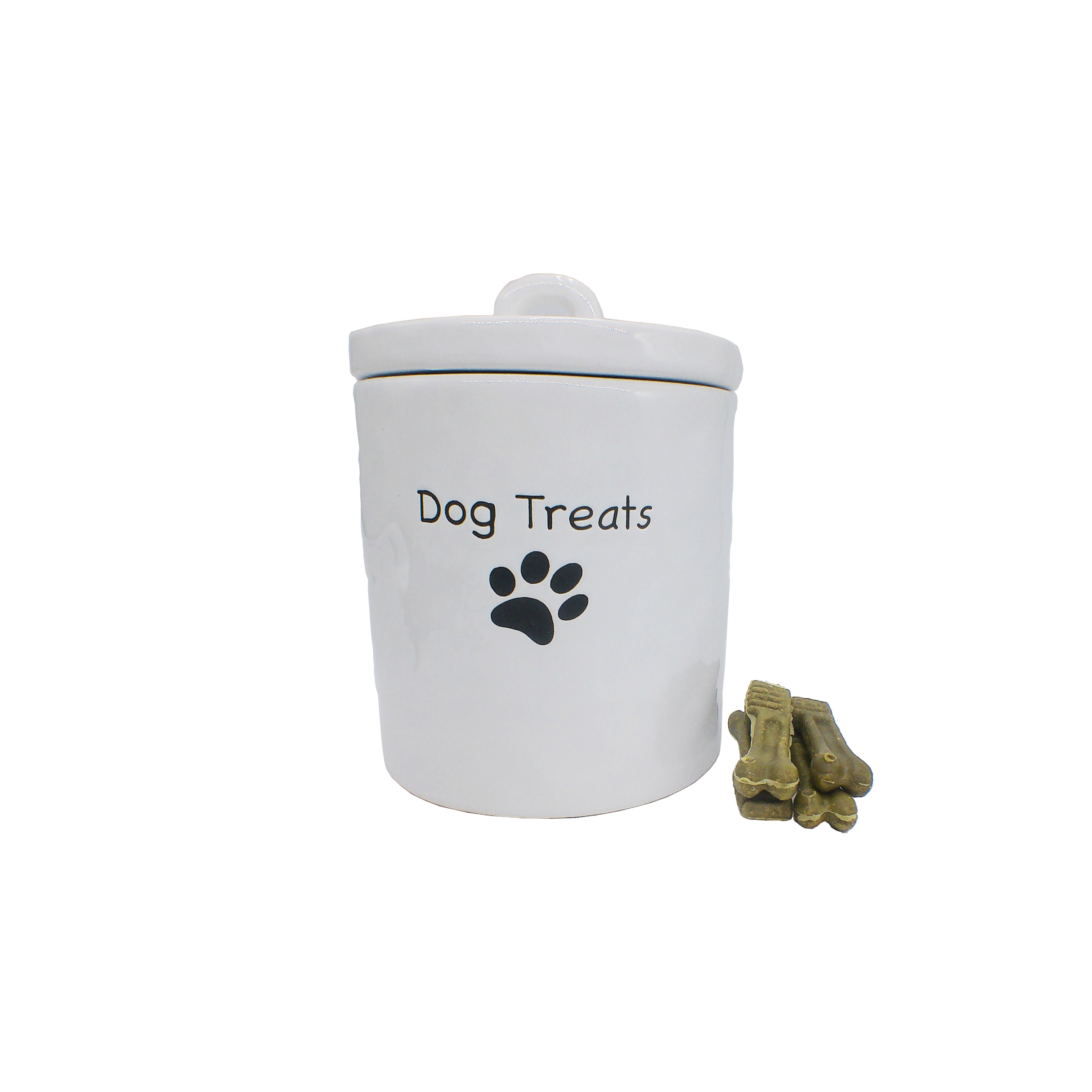 First of a Kind Dog Treats Stoneware Canister, White
