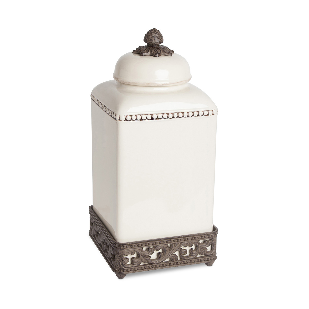 Park Hill Collection - EAW31571 - Acanthus Stoneware Square Canister, 15