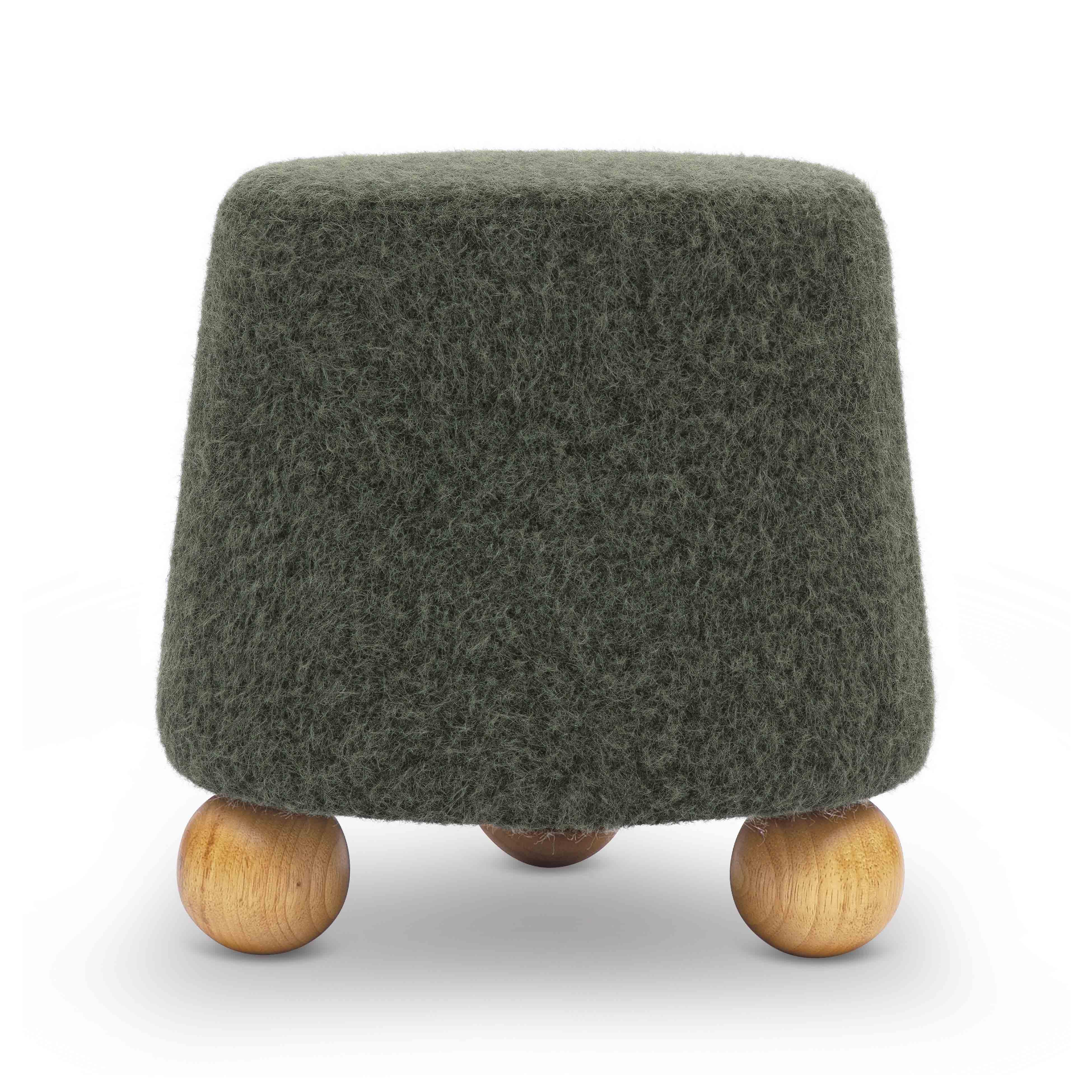 Jaine Forest Green Loose Mohair Ottoman